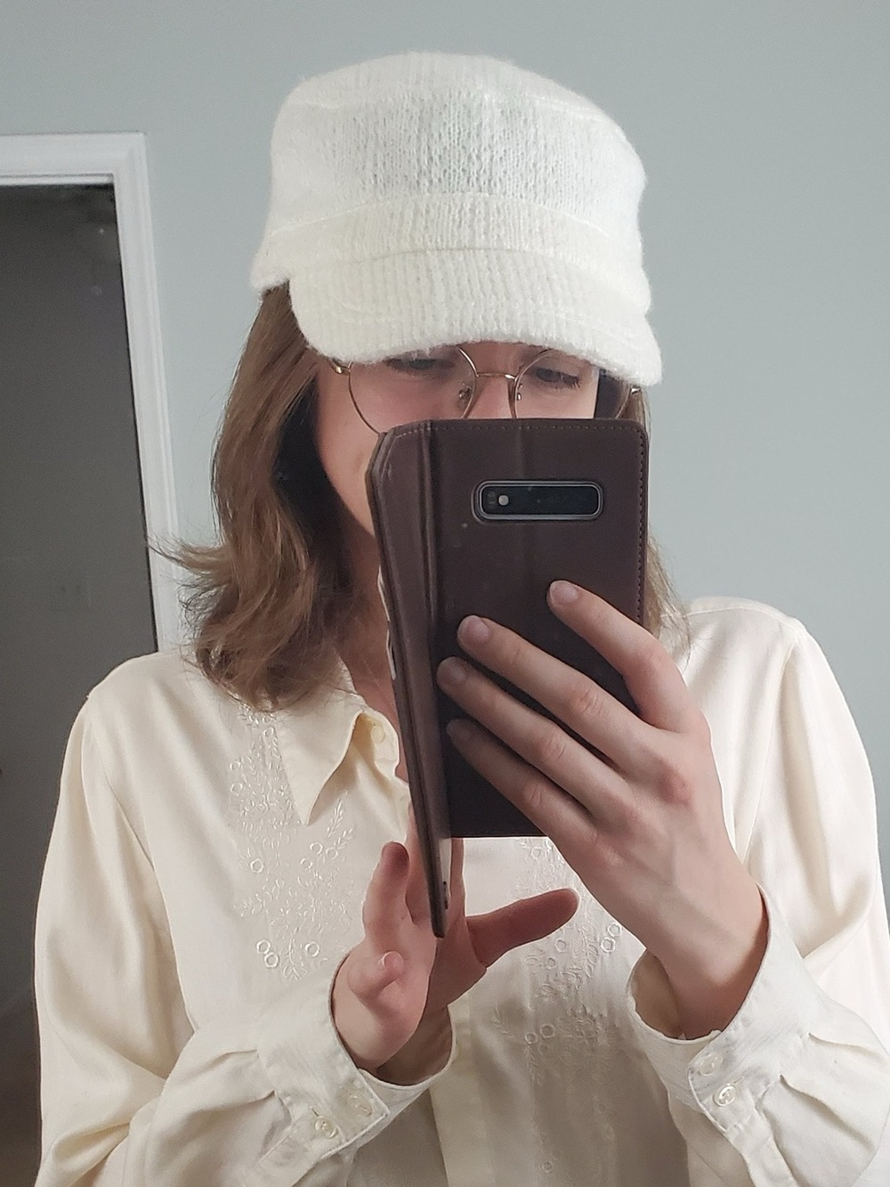 Women's Cream Knit Brim Cap Scala Pronto